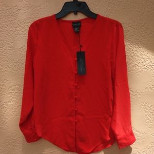 Hot Red Tops Rachel & Zoe Tunic Long Sleeves Women's Blouse Size XS